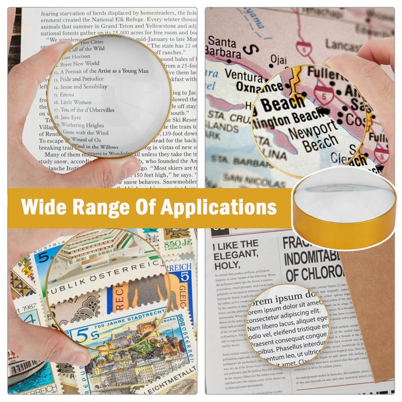 Rongon Reading Magnifier Loupe 4X Crystal Magnifying Glass Dome Portable Paperweight Optical Half Ball Lens Desktop Magnifier for Reading Books Map Magazine Newspaperï¼ˆ75MMï¼‰ - Image 5
